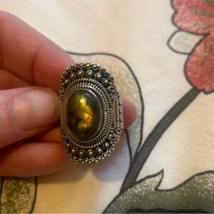 Ornate Elegant Silver and Labradorite Women's Ring